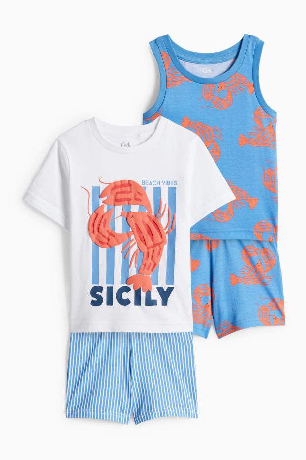 Děti - chlapci - Multipack 2 ks - Humr - letní pyžamo - 4 díly - bílá/modrá