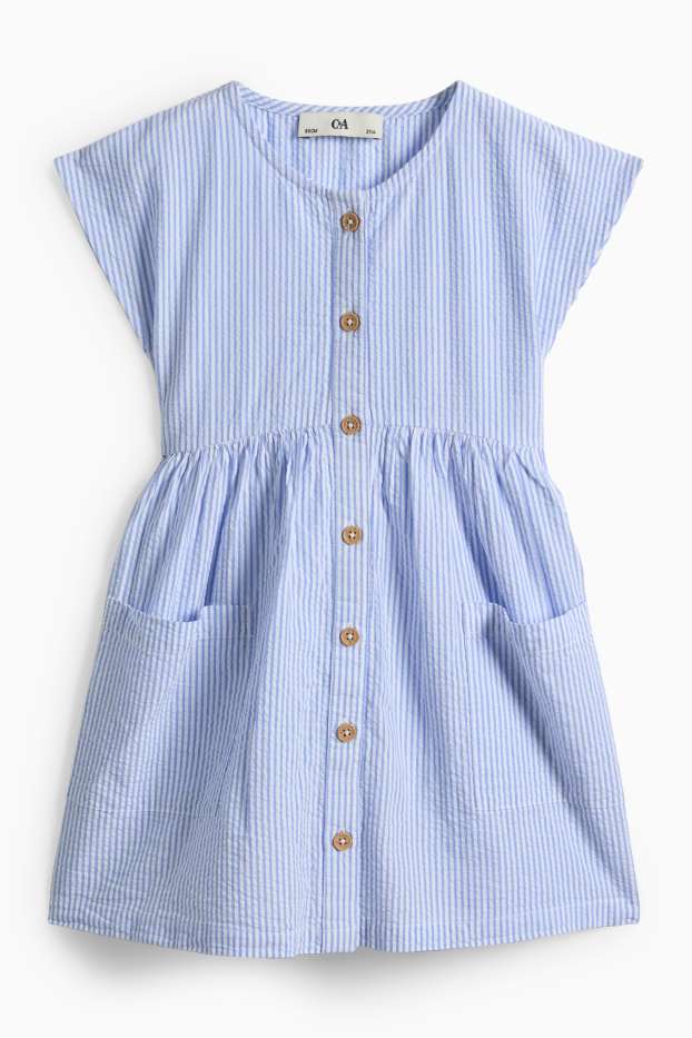 Bambine - Vestito - a righe - bianco / azzurro