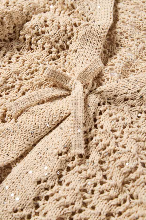 Enfants filles - Gilet en maille - finition brillante - beige