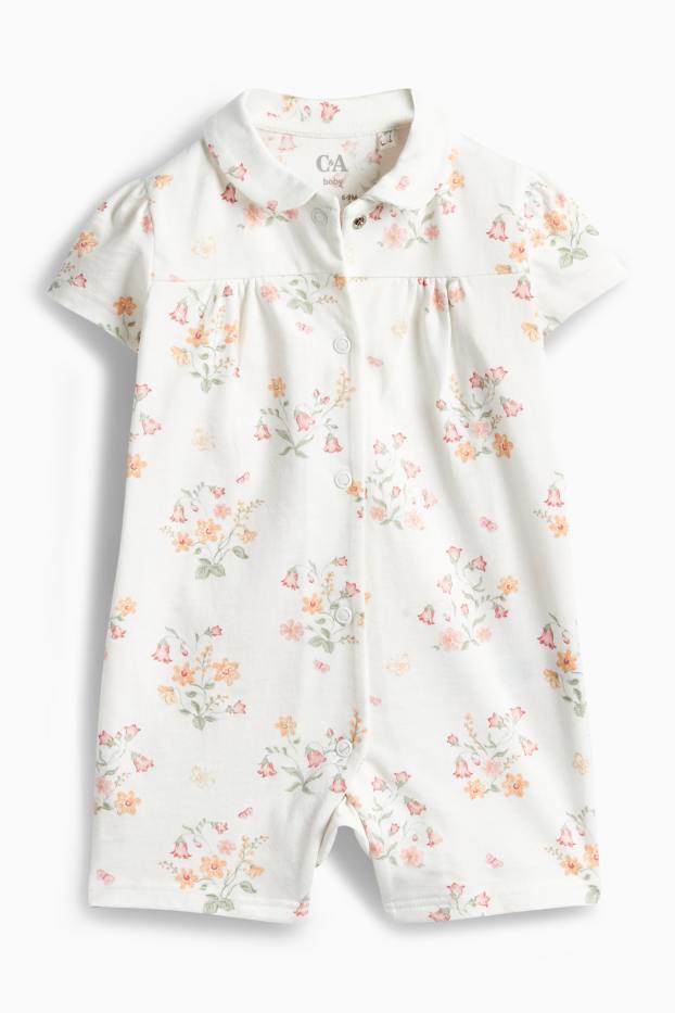 Miminka - dívky - Květiny - pyžamo pro miminka - bílá