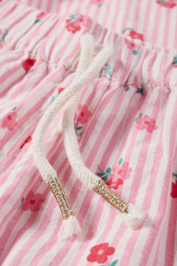 Nena - Flor - pantalons de tela - de ratlles - blanc/rosa