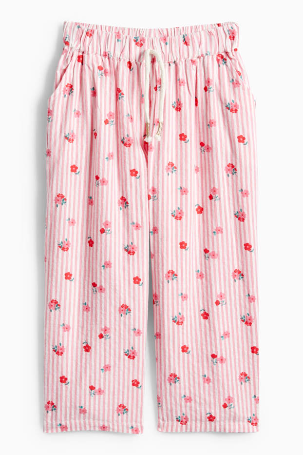 Nena - Flor - pantalons de tela - de ratlles - blanc/rosa