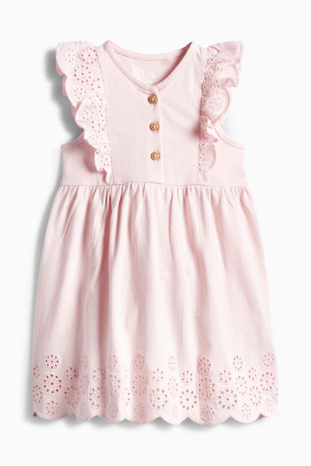 Baby Girls - Baby dress - broderie anglaise - rose