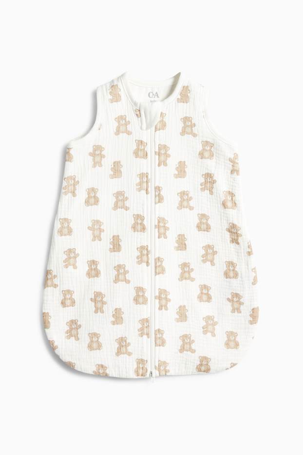 Unisex - Teddybeer - babyslaapzak - 0 tot 4 maanden - wit