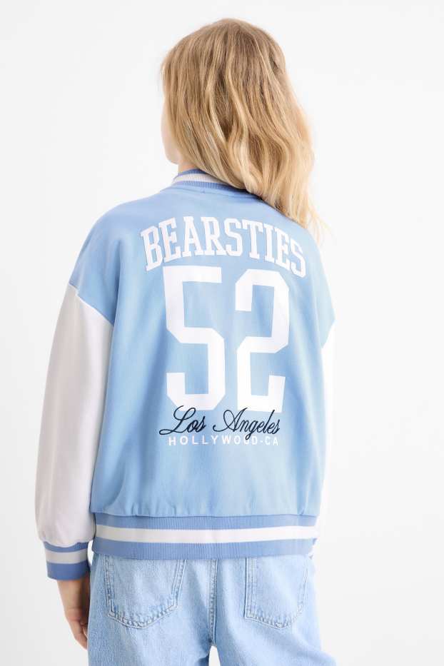 Copii - Fete - Ursuleț de pluș - jachetă tip college - albastru deschis