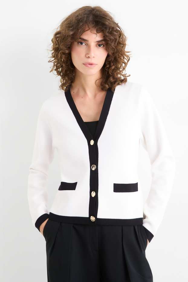 Femei - Cardigan tricotat - alb