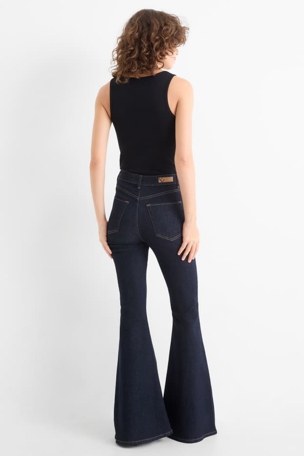 Damen - Flared Jeans - High Waist - dunkelblau
