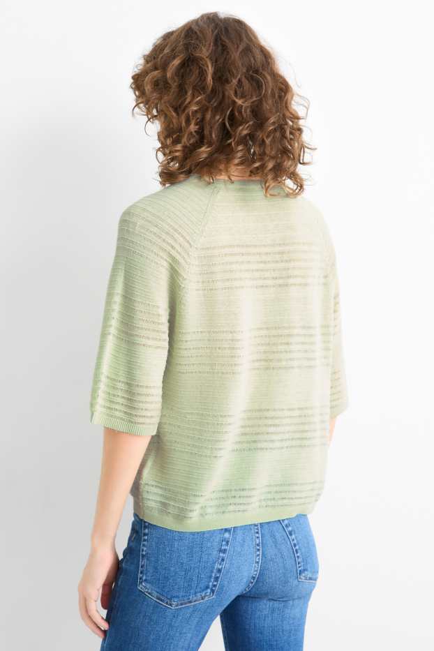 Femei - Pulover - amestec de in - structurat - verde deschis