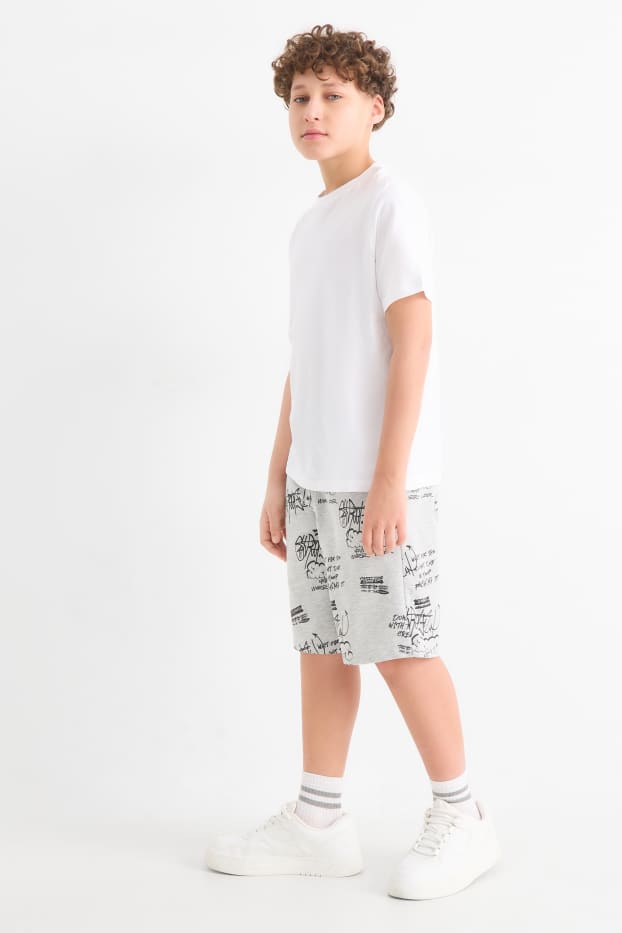 Copii - Băieți - Multipack 2 perechi - graffiti - pantaloni scurți de trening - gri / negru