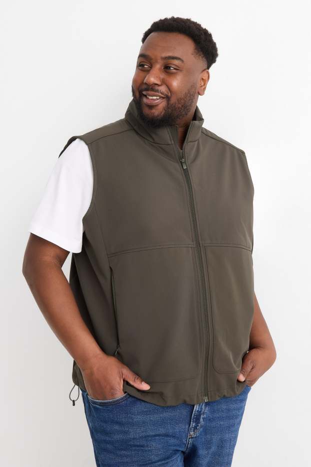 Hommes - Gilet sans manches - finition déperlante - 4 Way Stretch - vert foncé