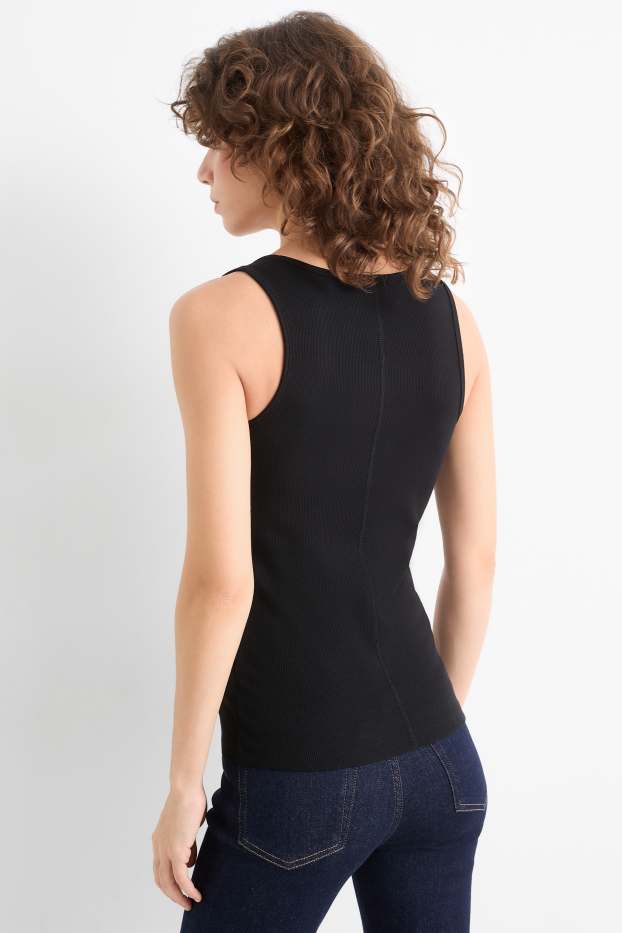 Women - Multipack of 2 - top - ribbed - white / black