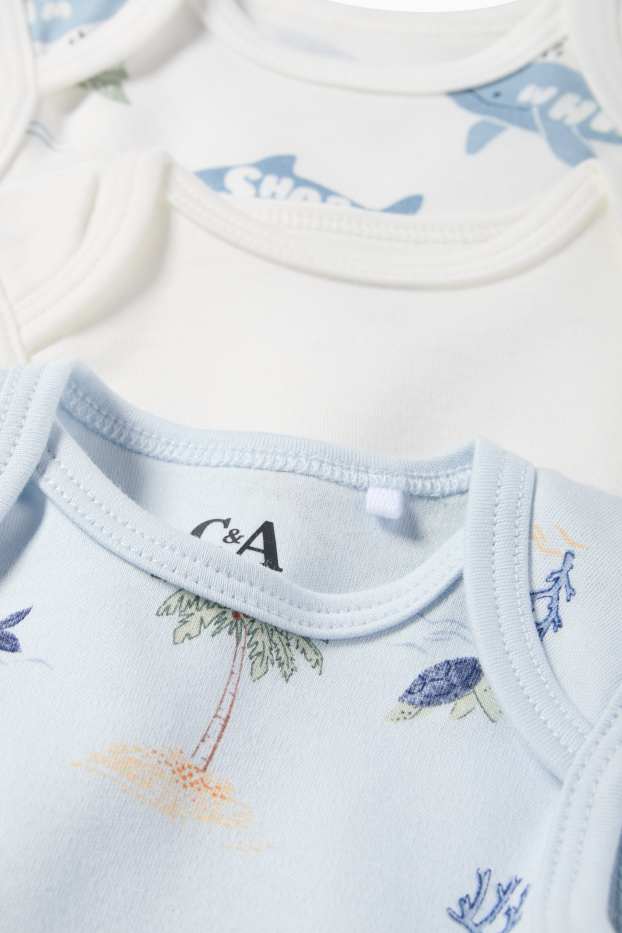 Unisex - Multipack 3er - Meerestiere - Baby-Body - hellblau