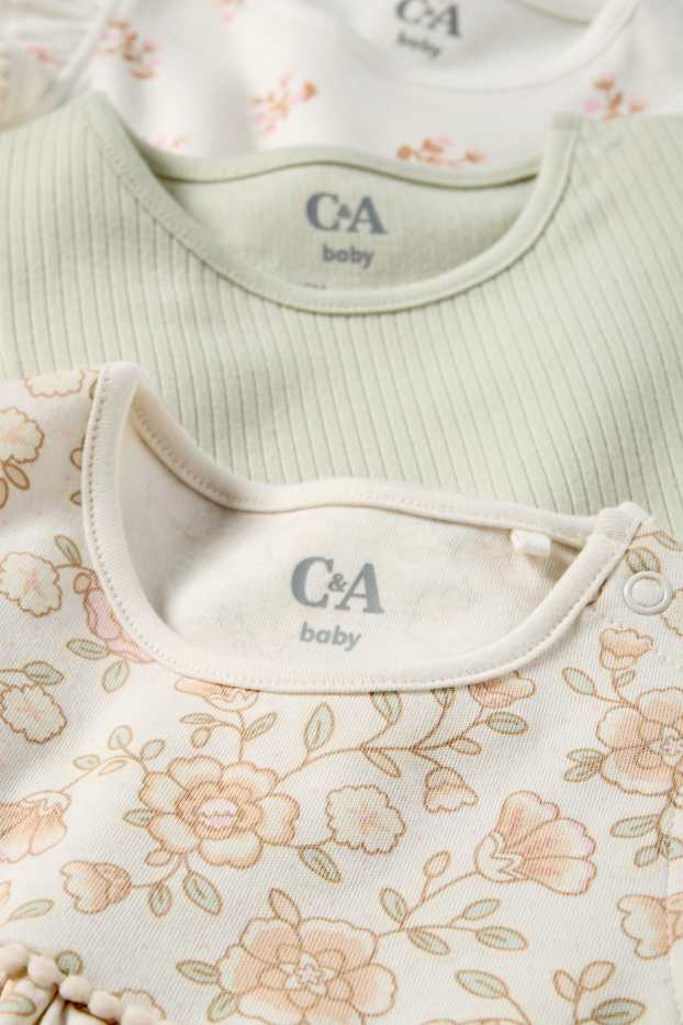 Baby Mädchen - Multipack 3er - Blümchen - Baby-Body - cremeweiß