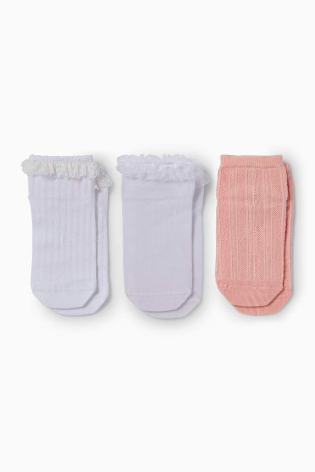 Nena - Paquet de 3 - mitjons - texturats - blanc/rosa