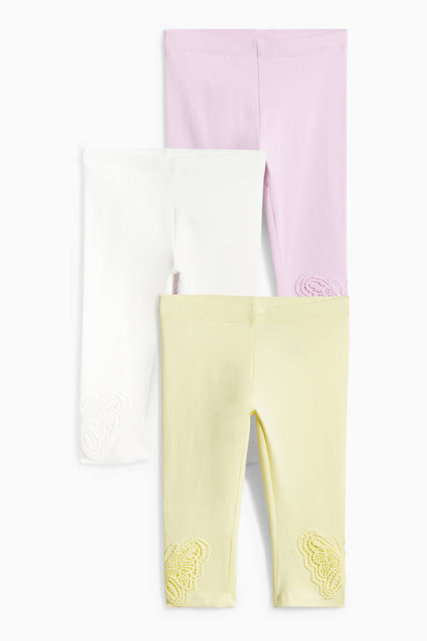 Nena - Paquet de 3 - papallones - leggings - acanalats - groc clar