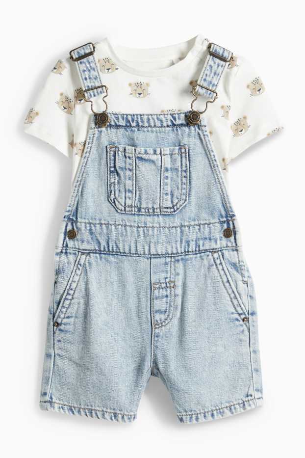 Baby: jongens - Luipaard - babyoutfit - 2-delig - jeanslichtblauw