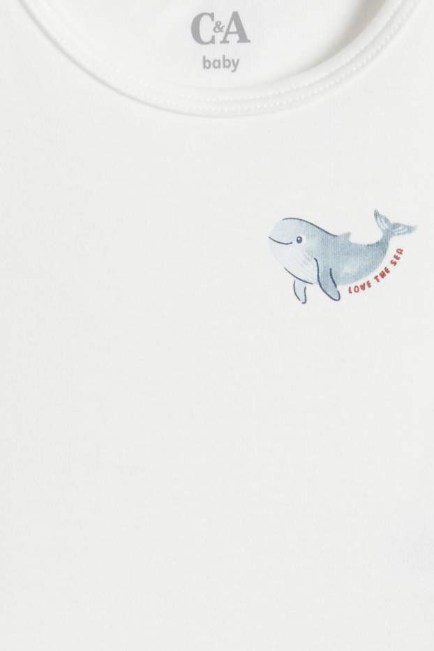 Bébés filles - Lot de 3 - animaux de la jungle et de la mer - bodys bébé - blanc / bleu