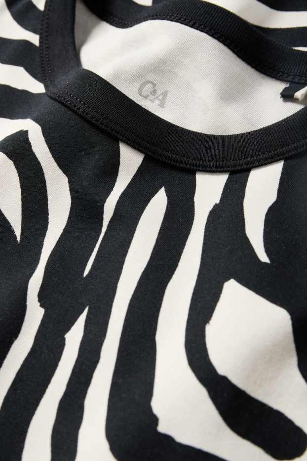 Femmes - T-shirt - oversize - à motif - noir / blanc