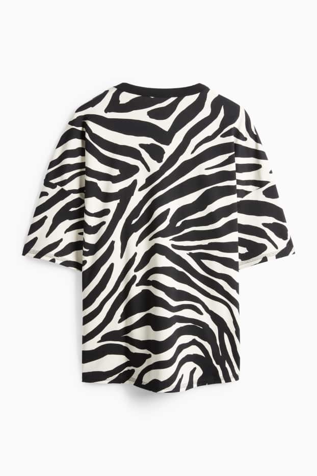 Femmes - T-shirt - oversize - à motif - noir / blanc