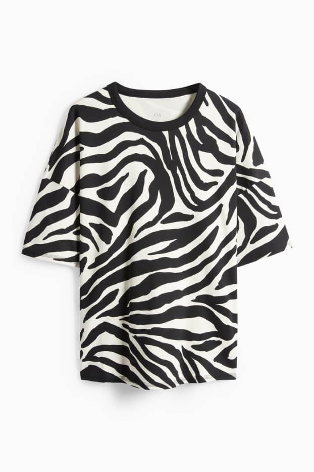 Femmes - T-shirt - oversize - à motif - noir / blanc