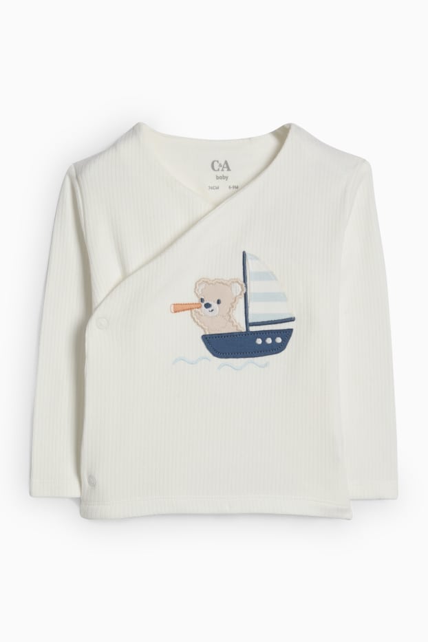 Bébés garçons - Ours en peluche et voilier - tenue nouveau-né - 2 pièces - bleu  / crème