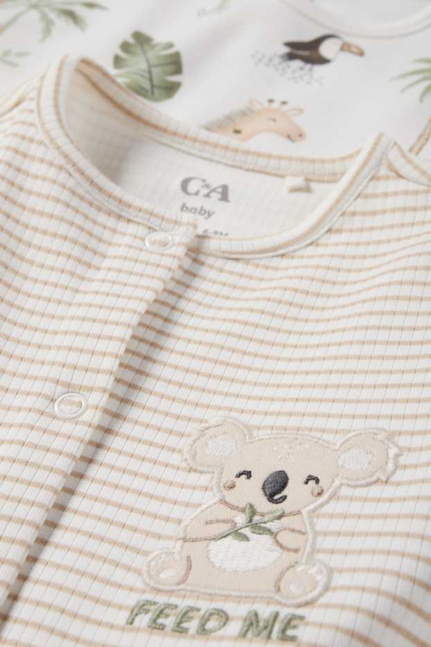 Baby Boys - Multipack of 2 - koala and giraffe - baby sleepsuit - white / beige
