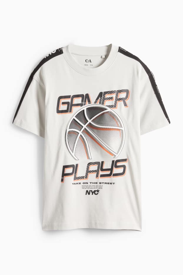 Children Boys - Basketball - short sleeve T-shirt - black / white