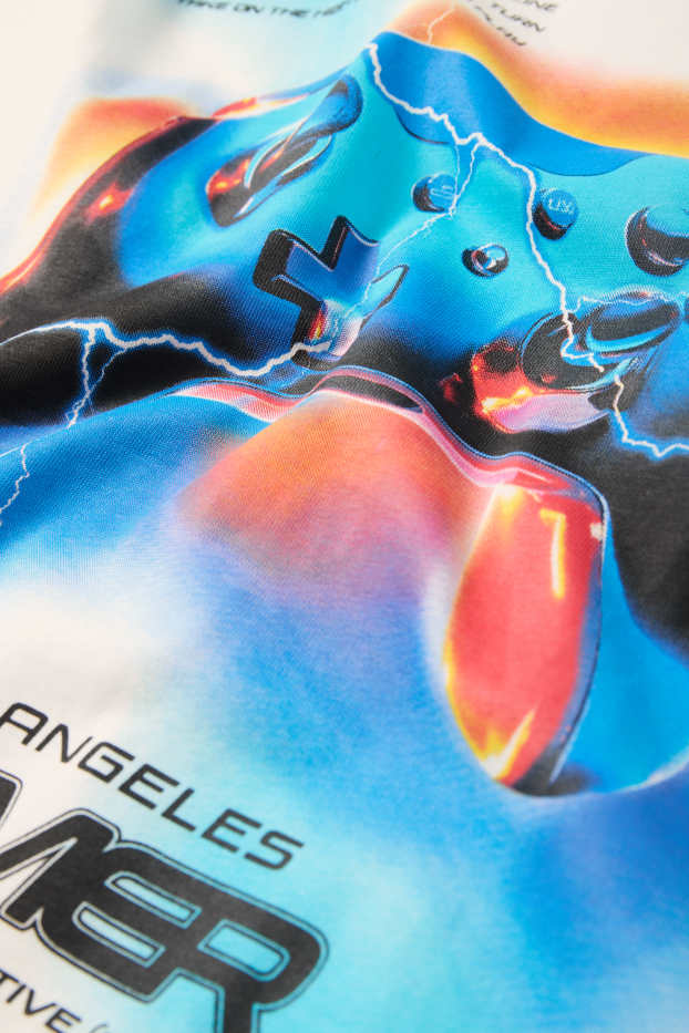 Kinder Jungen - Gaming-Controller - Kurzarmshirt - weiss / blau