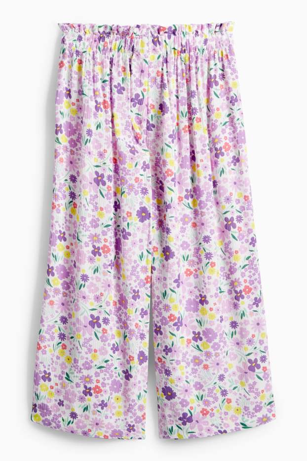 Bambine - Fiori - pantaloni - porpora