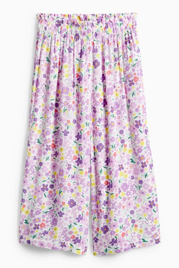 Bambine - Fiori - pantaloni - porpora