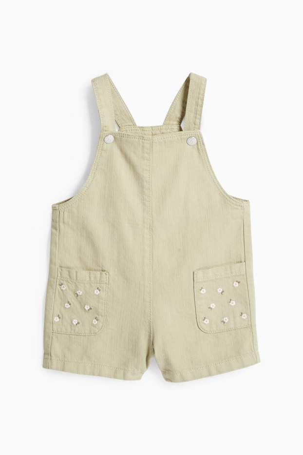 Baby Mädchen - Blümchen - Baby-Outfit - 2 teilig - weiss / beige