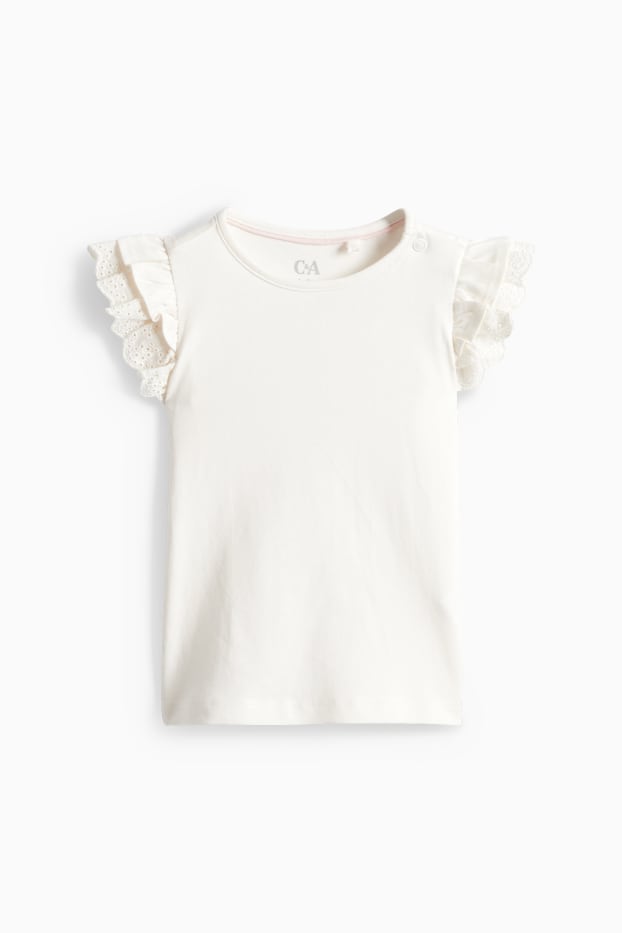 Baby Girls - Floral - baby outfit - broderie anglaise - 2 piece - blue / white