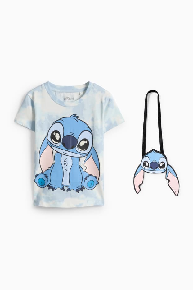 Kinder Mädchen - Lilo & Stitch - Set - Kurzarmshirt und Tasche - 2 teilig - hellblau