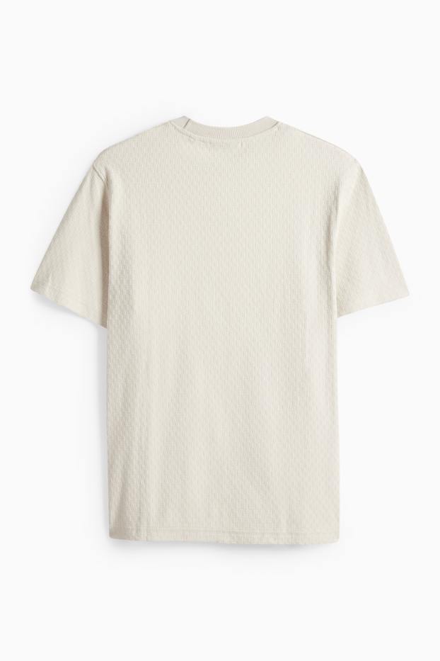 Herren - T-Shirt - Regular Fit - strukturiert - cremeweiss
