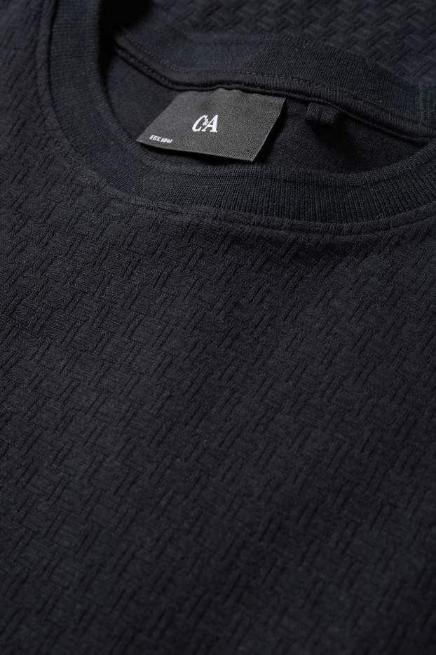 Herren - T-Shirt - Regular Fit - strukturiert - schwarz