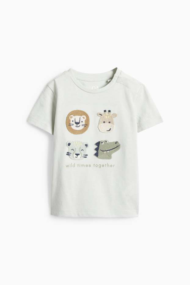 Baby Boys - Wild animals - crocheted baby outfit - 2 piece - mint green