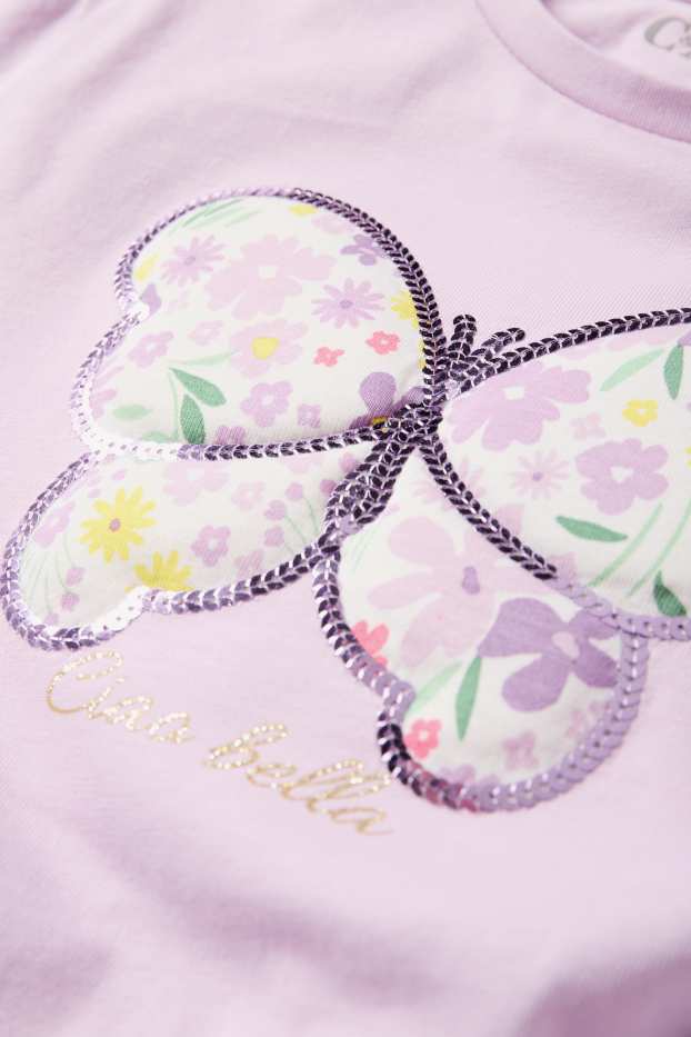 Enfants filles - Papillon - T-shirt - finition brillante - violet