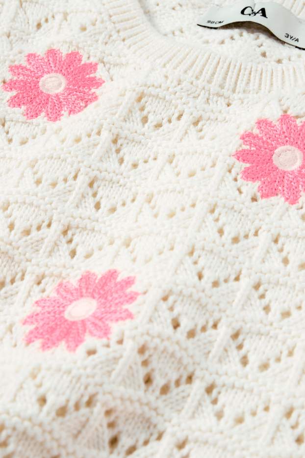 Bambine - Motivo fiori - top in pizzo - bianco / rosa