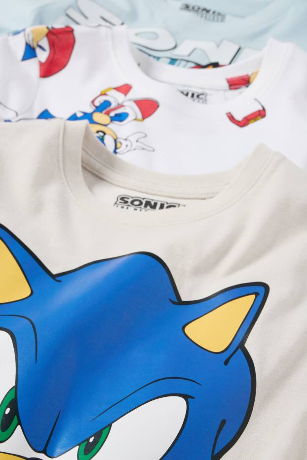 Children Boys - Multipack of 3 - Sonic - short sleeve T-shirt - blue / beige