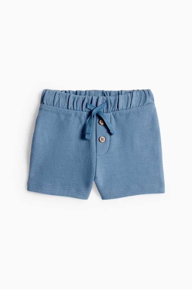 Baby Buben - Löwe und Giraffe - Baby-Outfit - 3 teilig - blau / cremefarben