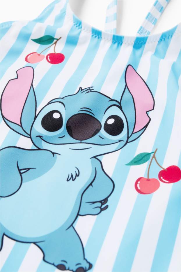 Enfants filles - Lilo et Stitch - maillot de bain - LYCRA® XTRA LIFE™ - à rayures - blanc / bleu