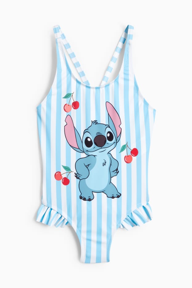 Enfants filles - Lilo et Stitch - maillot de bain - LYCRA® XTRA LIFE™ - à rayures - blanc / bleu