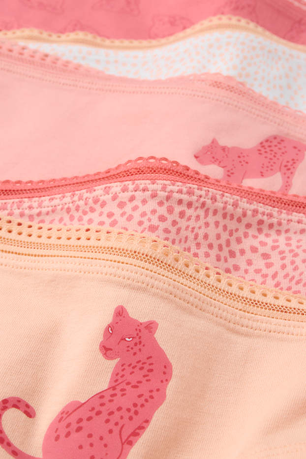 Kinder Mädchen - Multipack 5er - Leopard - Slip - coral