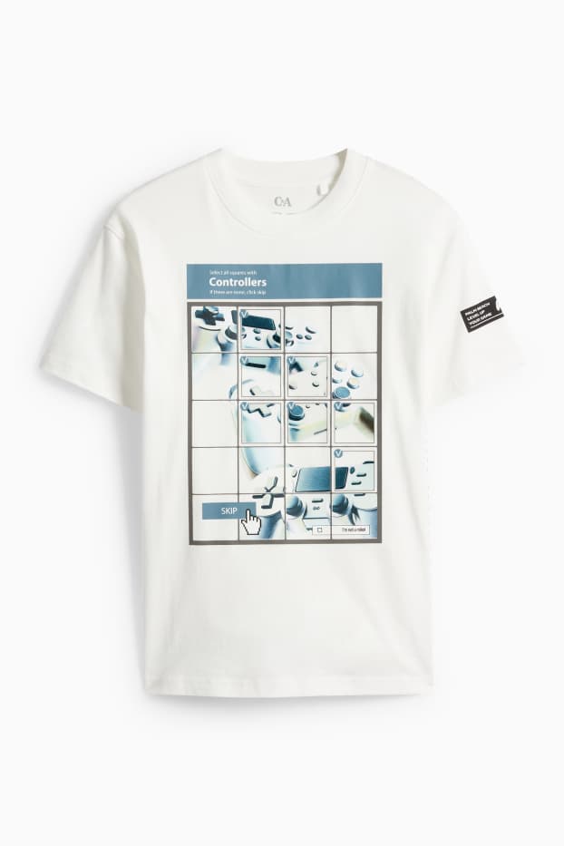 Kinder Jungen - Gaming-Controller - Kurzarmshirt - weiss
