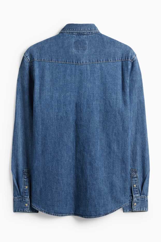 Home - Camisa texana - regular fit - Kent - blau fosc