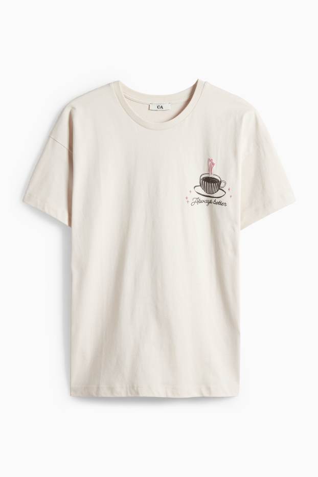 Dona - Samarreta de mànigues curtes - oversized - beix clar