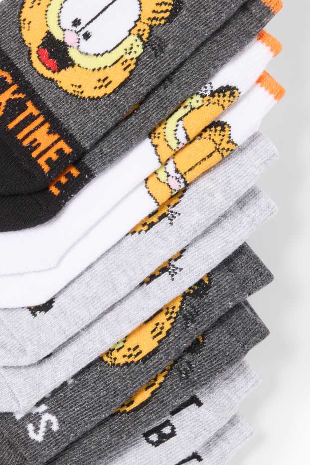 Kinder Jungen - Multipack 5er - Garfield - Sneakersocken mit Motiv - orange / grau