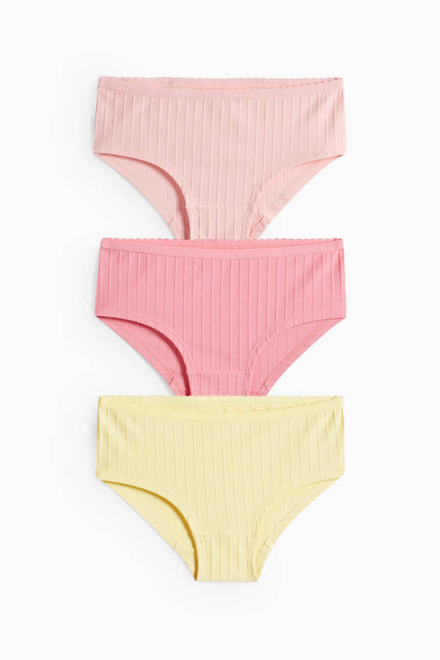 Children Girls - Multipack of 3 - knickers - ribbed - orange / yellow