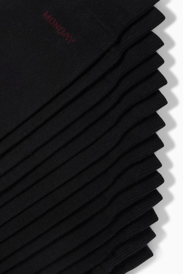 Hommes - Lot de 7 paires - chaussettes à motif - jours de la semaine - noir