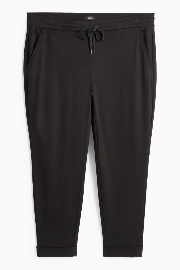 Damen - Stoffhose - Mid Waist - Tapered Fit - schwarz